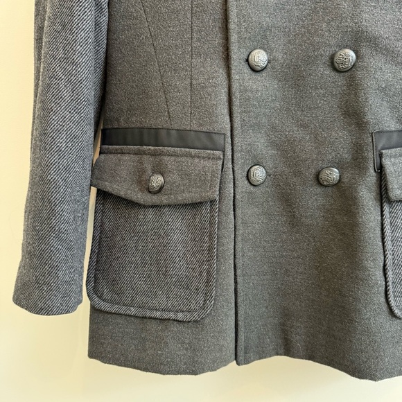 Charcoal Double-Breasted Pea Coat - Picture 6 of 13